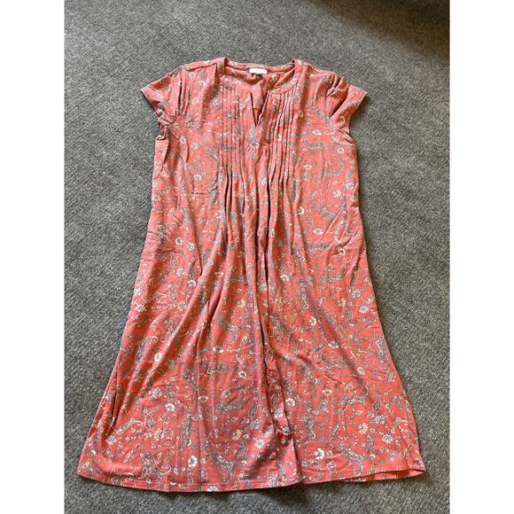 J.Jill Red Rocks Paisley T-Shirt Dress Medium Pintuck Pockets Casual - Picture 4 of 9